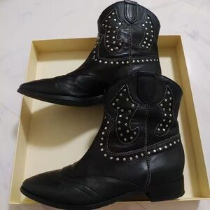 Sezane Black Studded Ankle Boots
